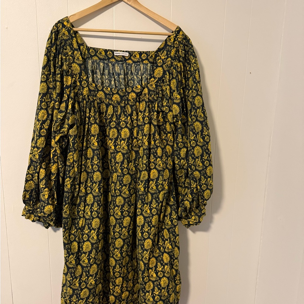 Batsheva Yellow and Black Floral Long Sleeve Dress